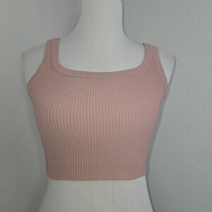 CUTS Coreflex Cropped Wide Strap Ribbed Tank Dusty Pink Women's Size S NWOT